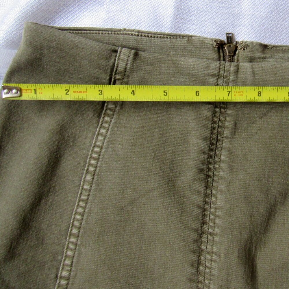 Free People Army Pencil Skirt, waist 27in, cotton,khaki color, sz.8, - Picture 6 of 7